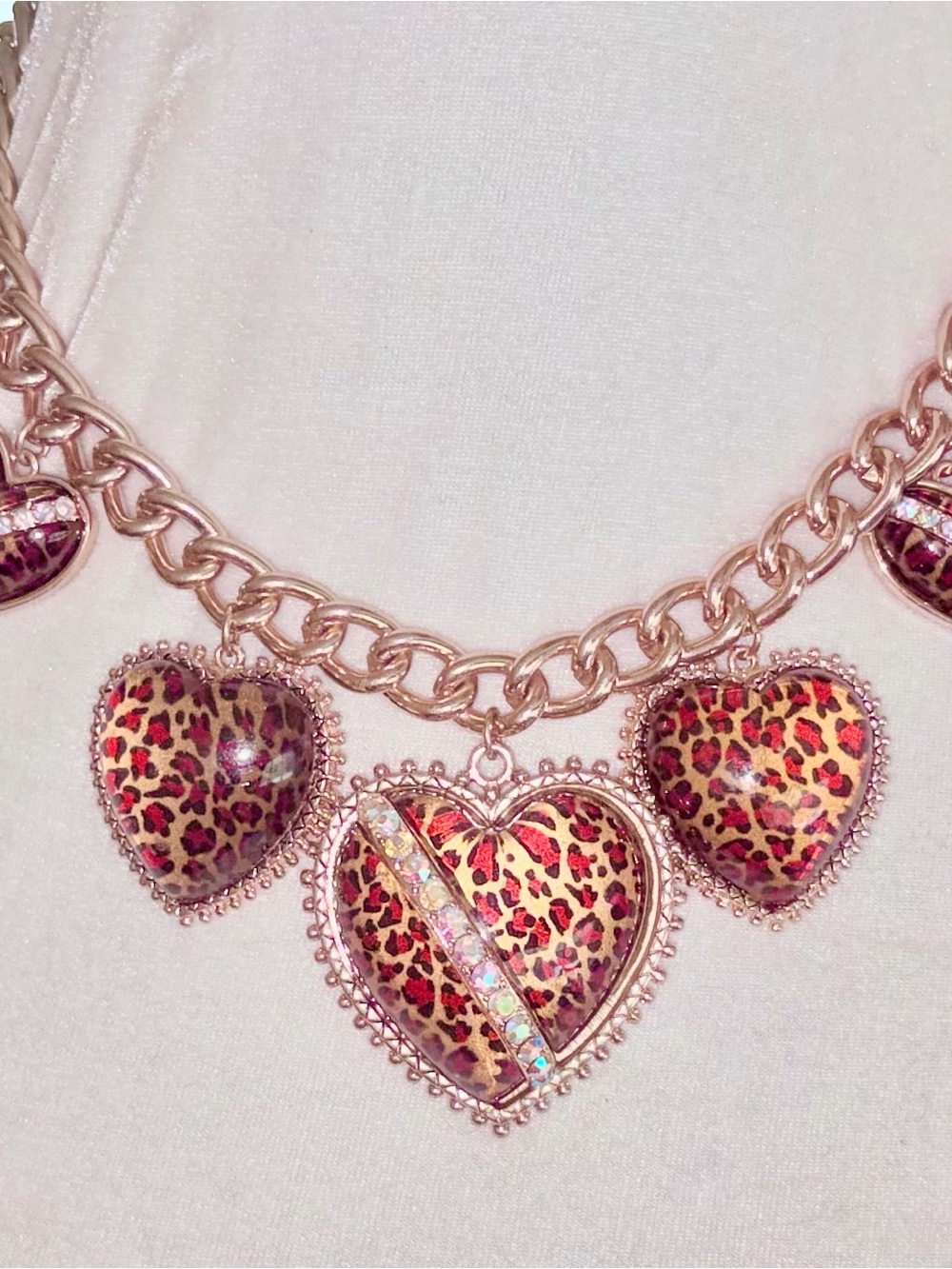 *Hard to Find* Betsey Johnson Leopard Print Heart Pendant Necklace